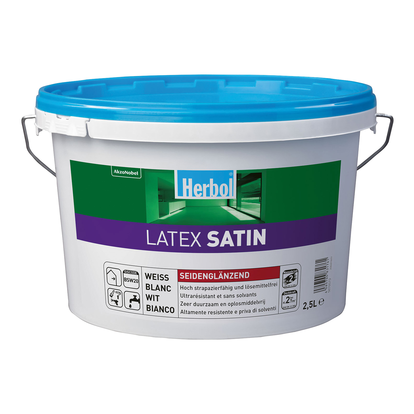 Herbol Wandfarbe Latex Matt, Weiß, 12,5 l