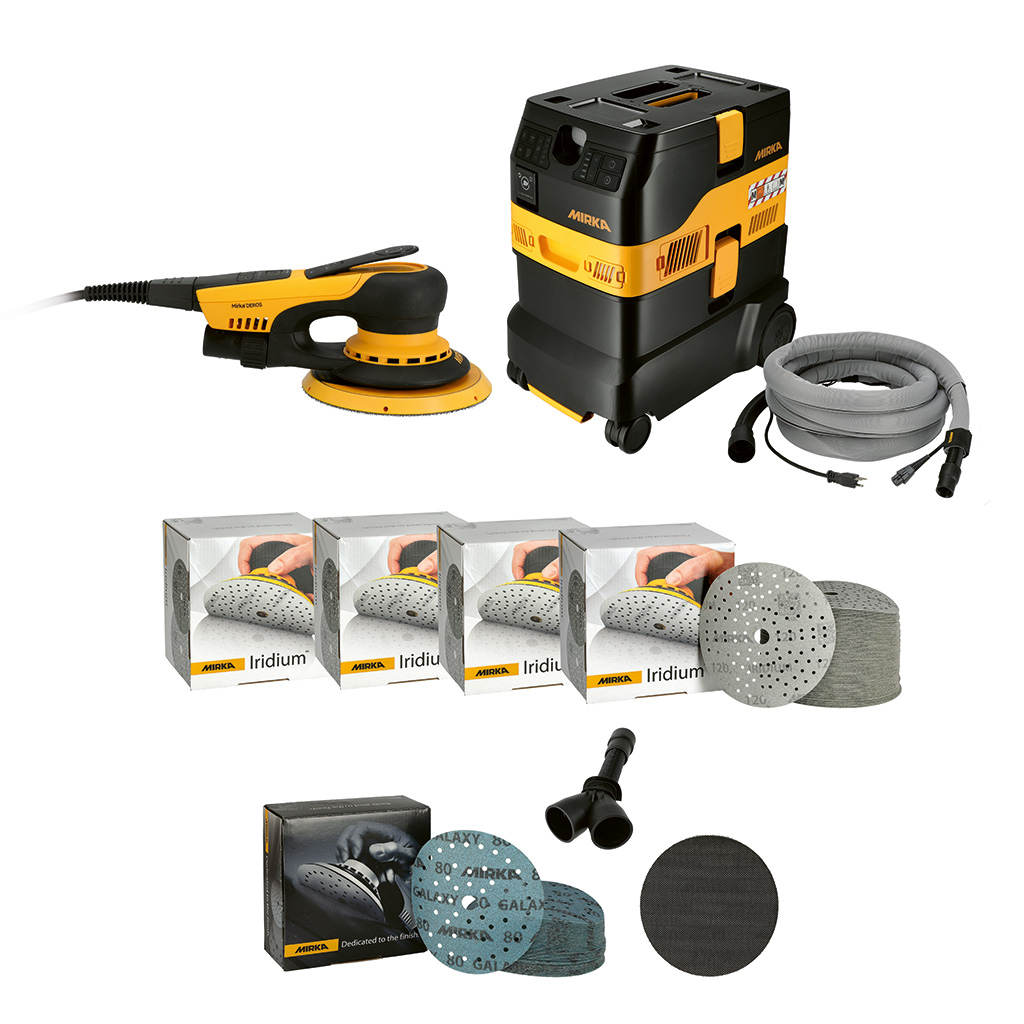 Mirka Schleifmaschine DEROS II-Set / Iridium + Staubsauger DEXOS M AFC