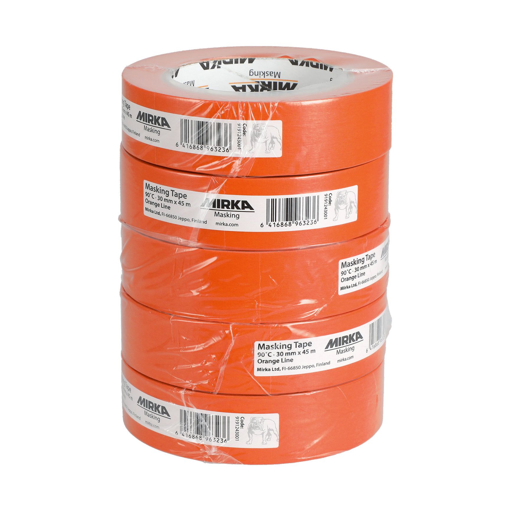 Mirka Masking Tape 90°C Orange Line, 30 mm x 45 m