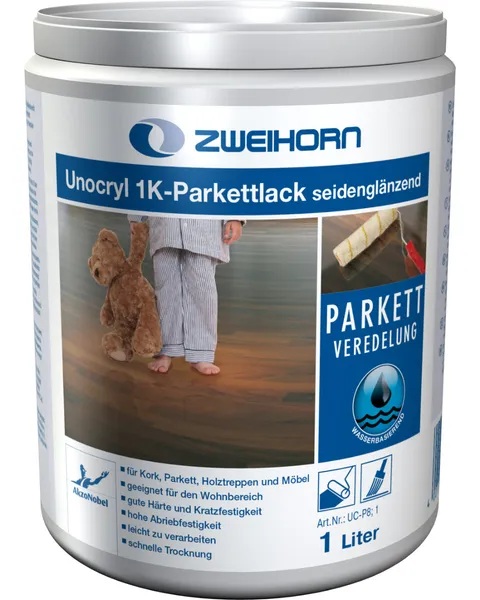 Zweihorn Parkettlack Unocryl UC-P 8, Seidenglänzend, 1 l