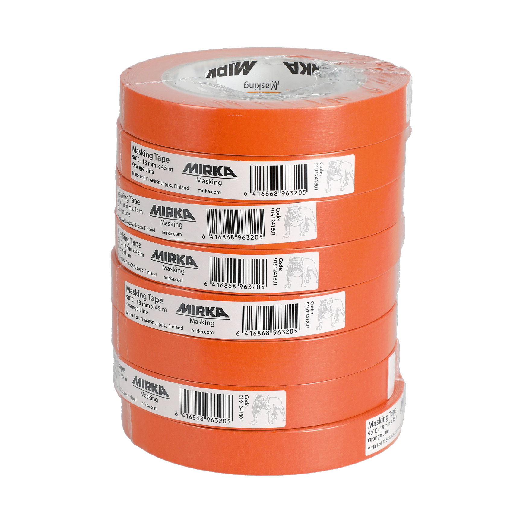 Mirka Masking Tape 90°C Orange Line, 18 mm x 45 m