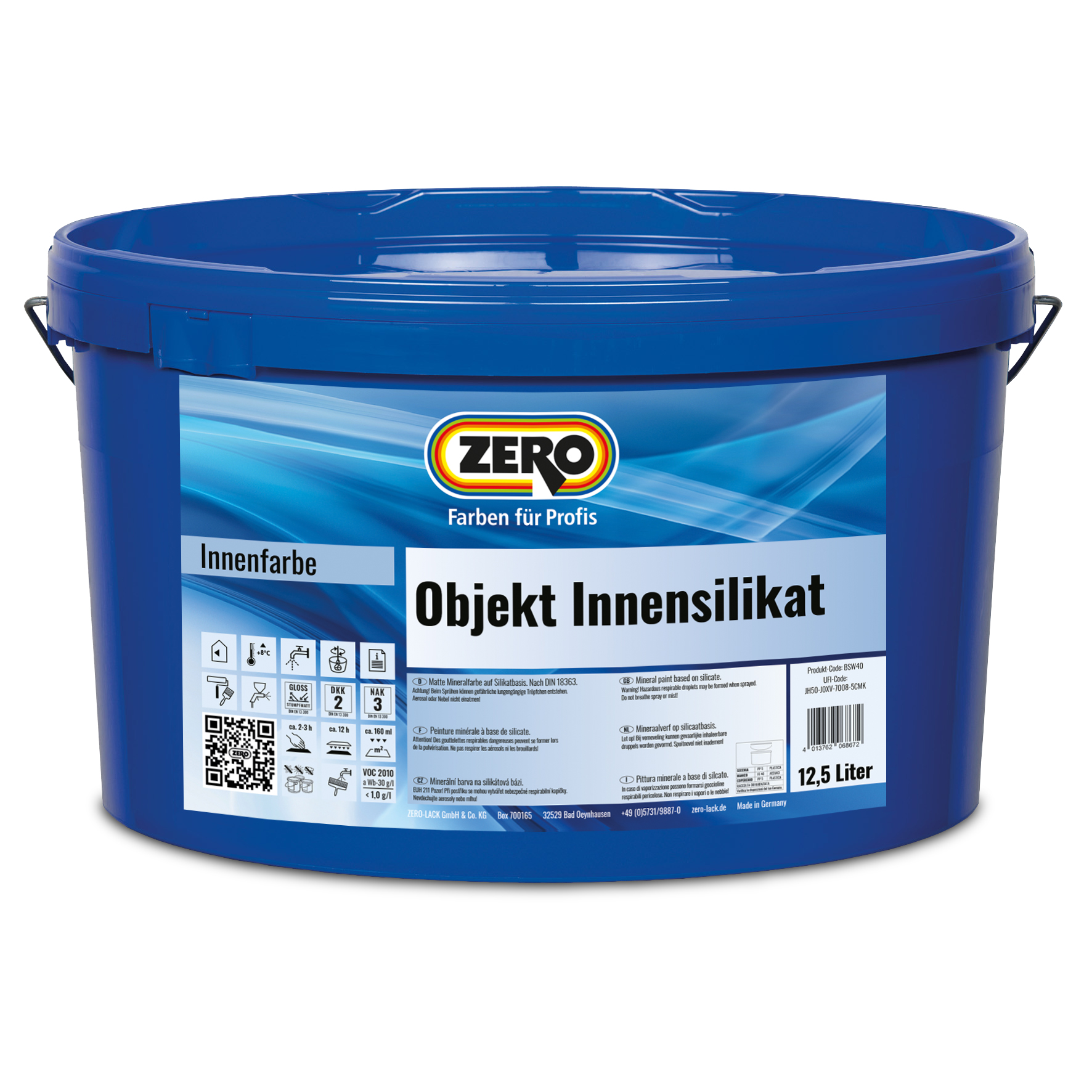 ZERO Objekt Innensilikatfarbe, Weiß, 12,5 l