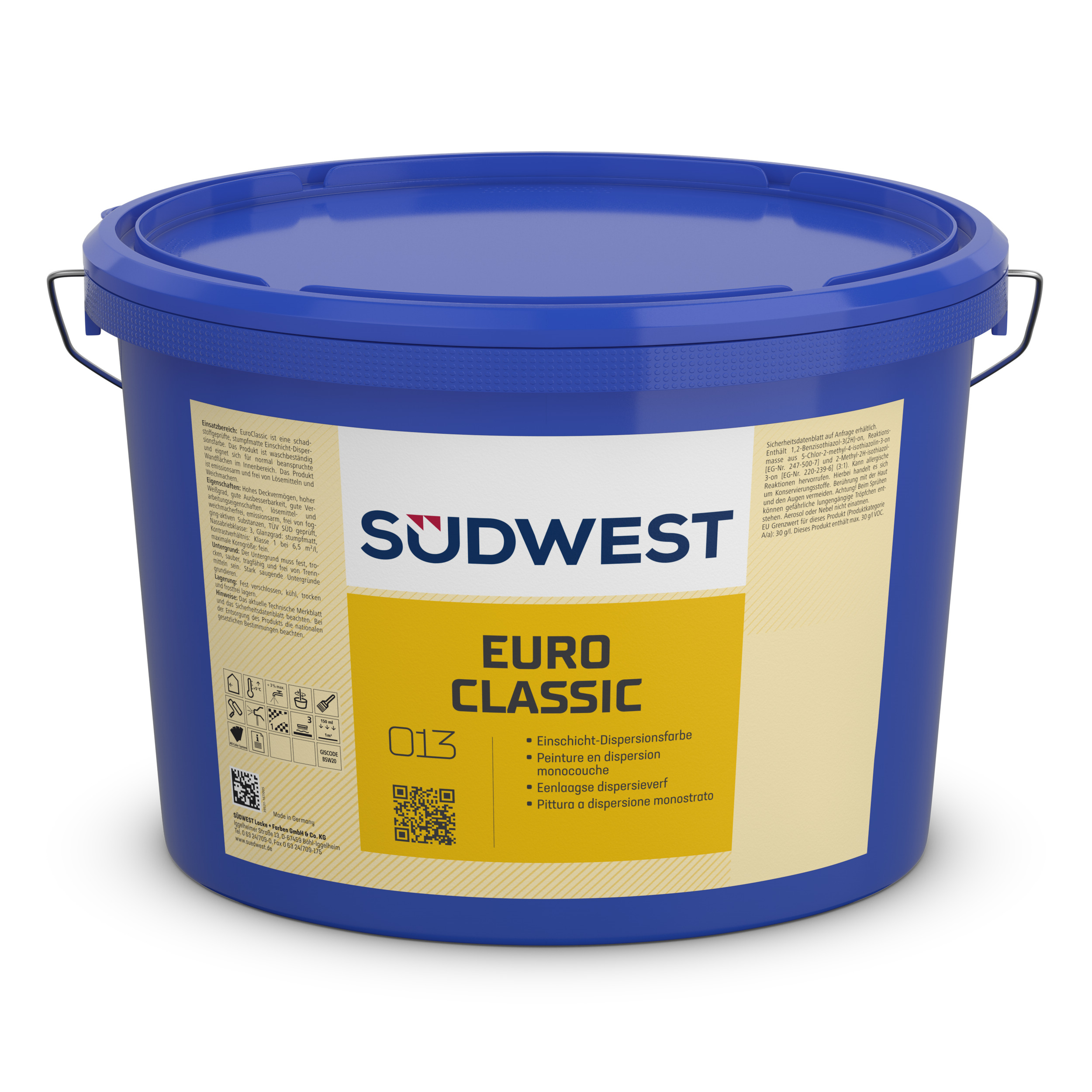 Südwest Dispersionsfarbe EuroClassic, 9377 Altweiß, Stumpfmatt, 12,5 l