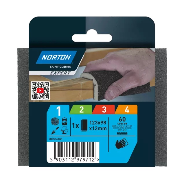 Norton Schleifschwamm  flexibel, 2-Seitig, P 100, 123 x 98 x 12,5 mm