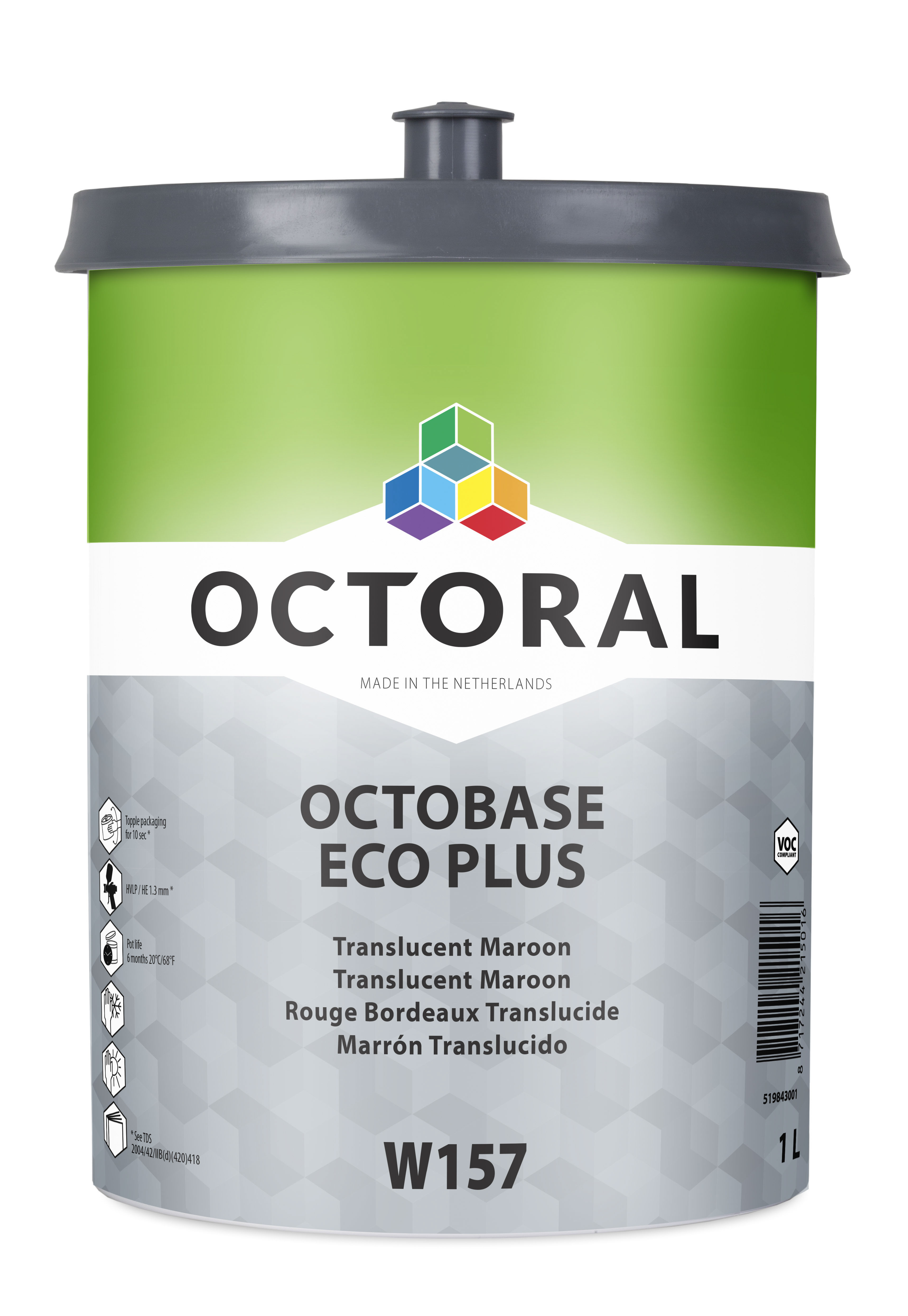 Octoral Octobase Eco Plus W157, Translucent Maroon, 1 l