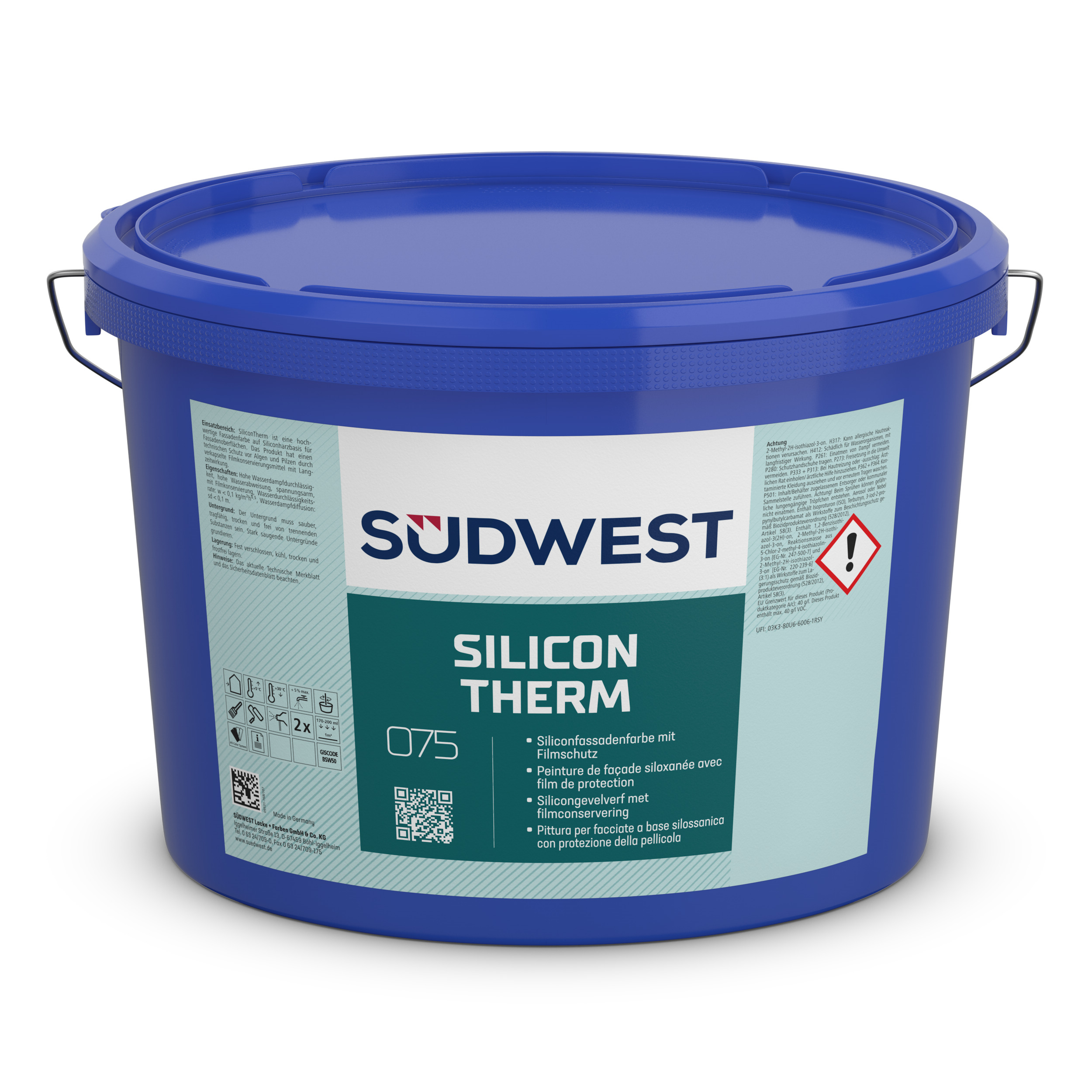 Südwest Fassadenfarbe SiliconTherm , 9110 Weiß, Matt, 5 l