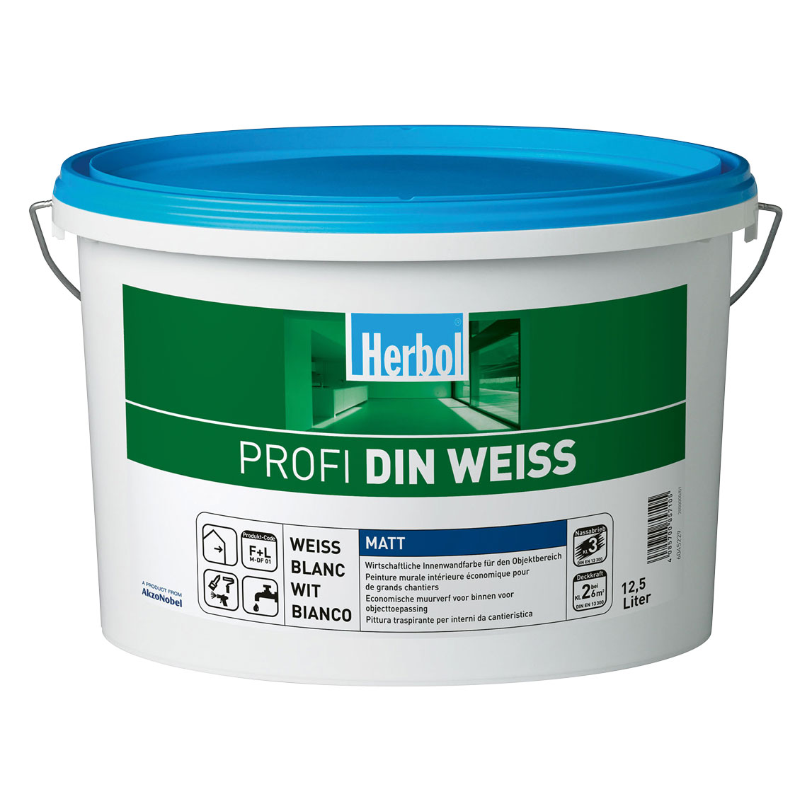 Herbol Innenfarbe Profi DIN Weiss, Weiss, 12,5 l