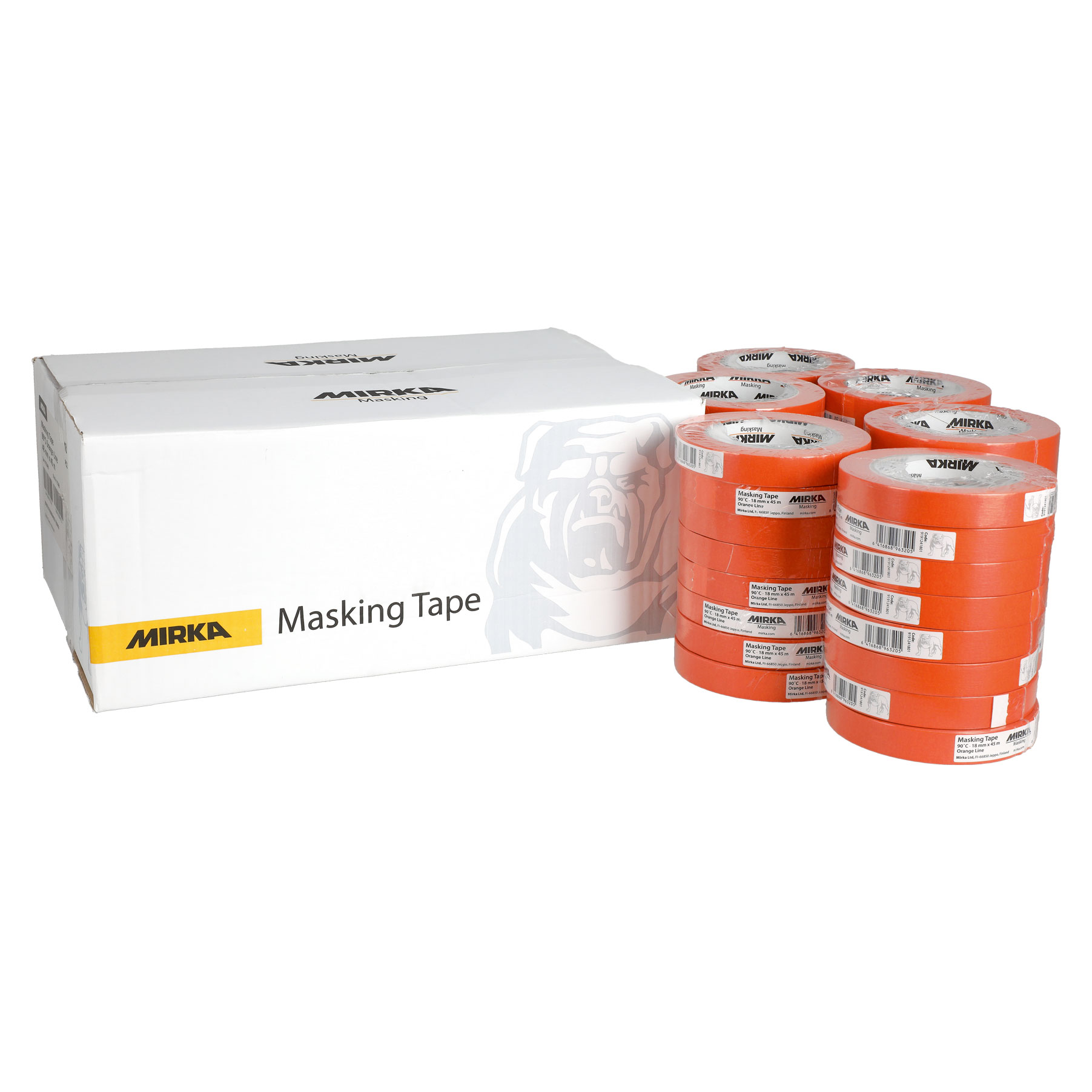 Mirka Masking Tape 90°C Orange Line, 18 mm x 45 m