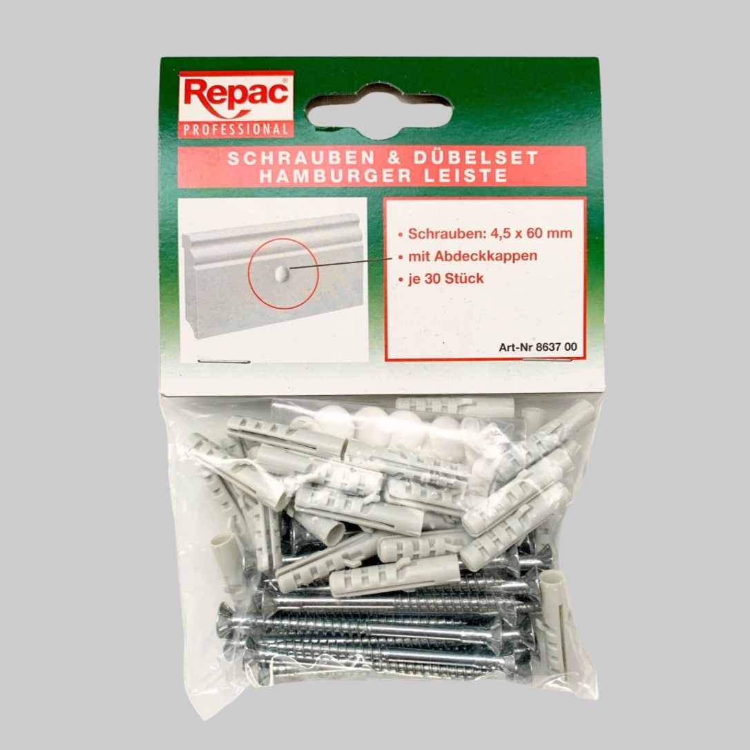 Repac Schrauben & Dübel-Set HH-Leiste, 4,5 x 60 mm