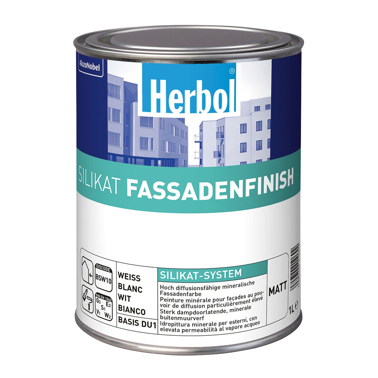 Herbol Fassadenfarbe Silikat Fassaden-Finish, 1 l