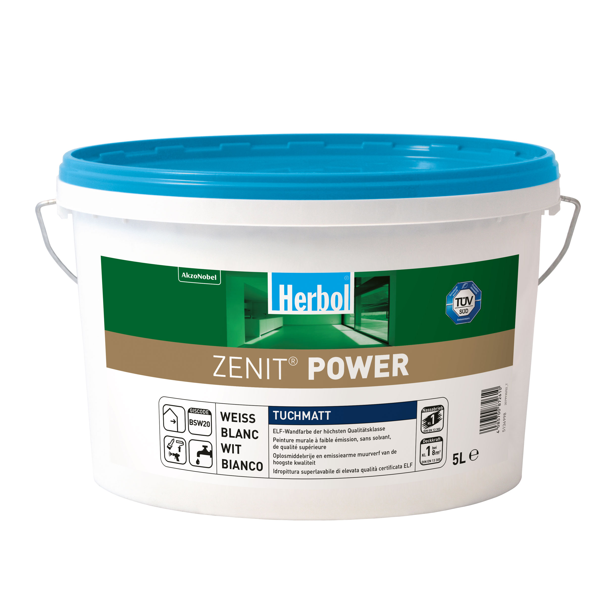 Herbol Innenfarbe Zenit Power, Weiss, 2,5 l