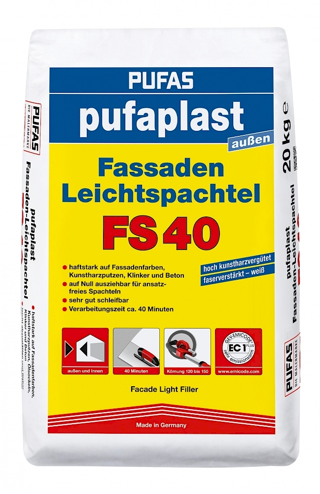 PUFAS Pufaplast Fassaden-Leichtspachtel FS40, 5 kg