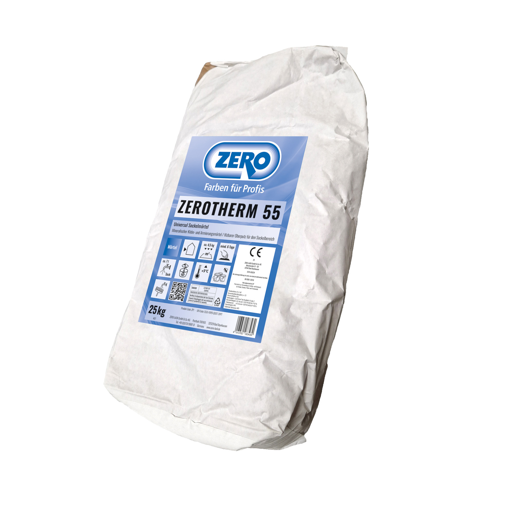 ZEROTHERM Sockelmörtel 55 Universal, Hellgrau, 25 kg