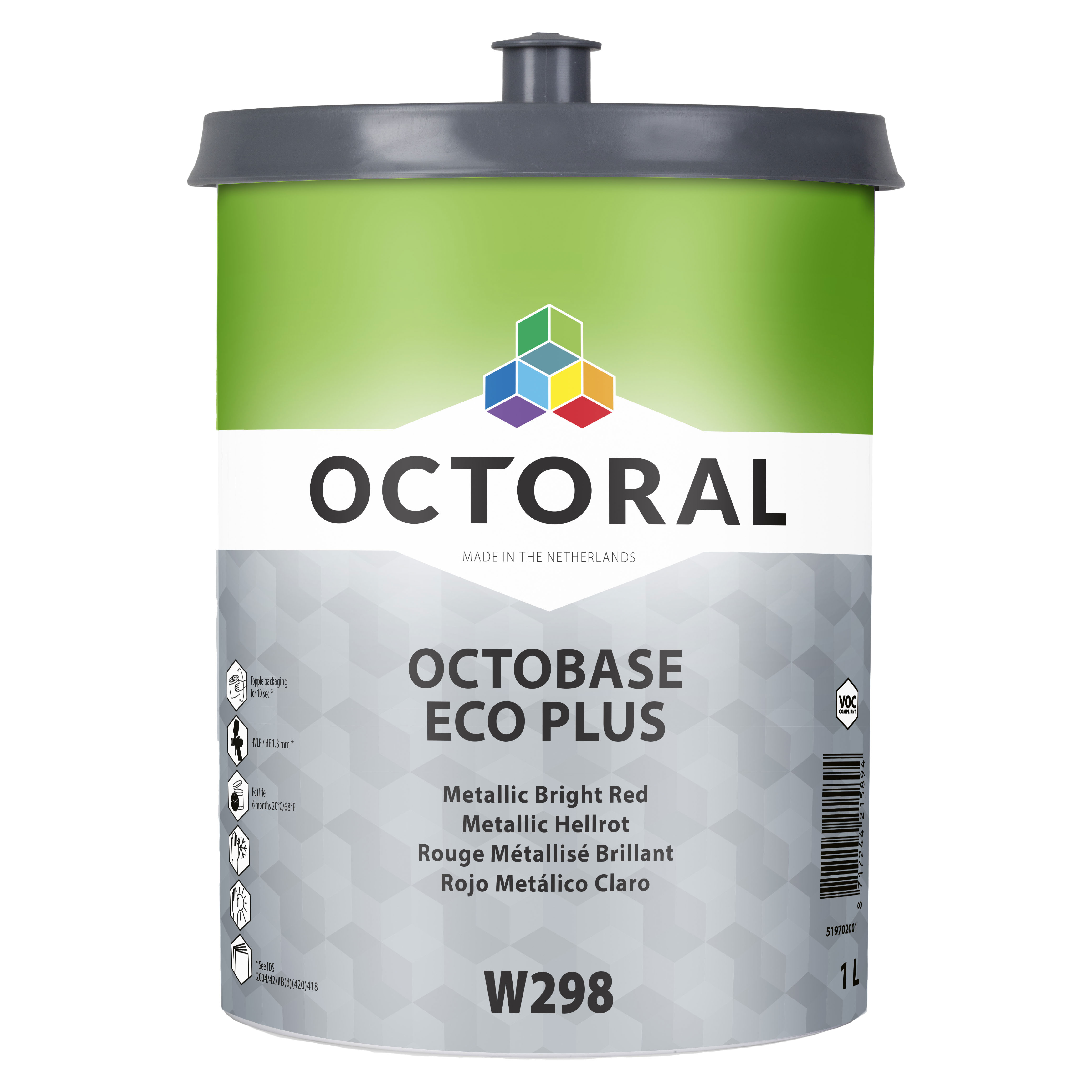Octobase Eco Plus Metallic Hellrot, 1 l