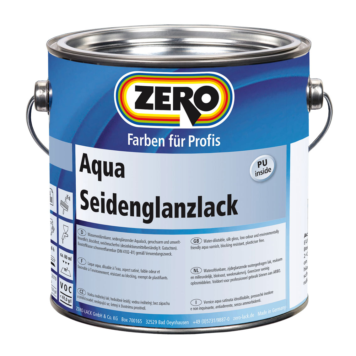 Zero Aqua Seidenglanz Lack, Altweiß, 2,5 l